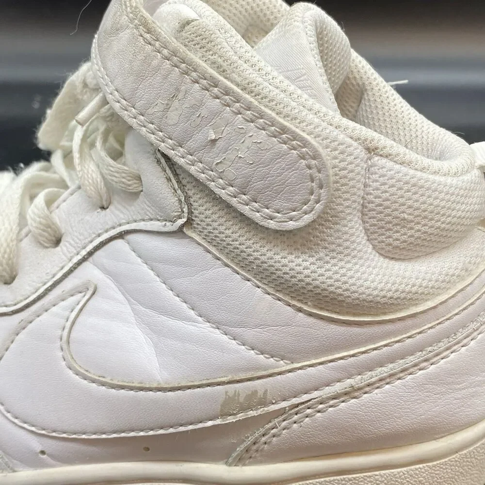 Nike Court Borough Mid 2 Triple White Youth Shoes CD7782-100 GS Size 7Y